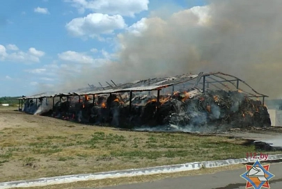 В Житковичском районе сгорели 55 тонн сена. Спасатели предполагают поджог